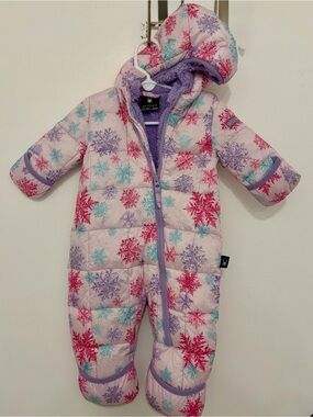 Spyder Pink Snowflake One-Piece Snowsuit with Purple Trim
